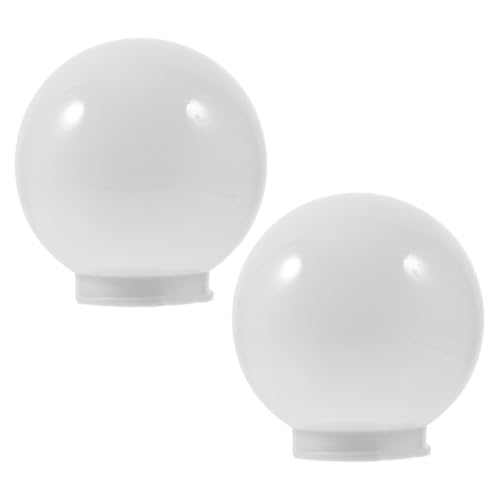TOBBOMEY 2 Stück Acryl Lampenschirm Kugelform Øcm Außenbereich Lampenschutz Deckenleuchte Abdeckung Opal Einfach Montierbar Wohnraum Dekoration von TOBBOMEY
