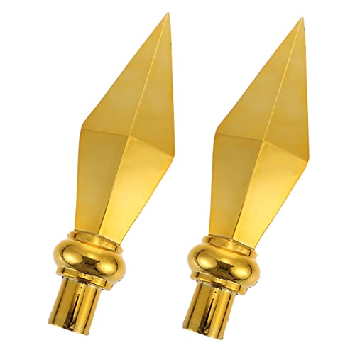 TOBBOMEY 2 Stück Aluminium Fahnenmast Aufsatz Goldfarben Langlebige Garten Flaggen Kopf Ornamente Robustes Fahnenmast Zubehör für Dekorative Flaggenstangen Einfache Wetterbeständig von TOBBOMEY