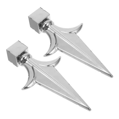 TOBBOMEY 2 Stück Dekorative Fahnenmast Spitzen aus Metall Garten Zaunpfosten Kappen Wetterbeständig Eleganter Trident Stil für Außenbereich und Grundstück Stilvolle Zaunverzierung von TOBBOMEY