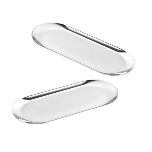 TOBBOMEY 2 Stück Edelstahl Teiliges Serviertablett Oval Glänzend Vielseitiges Aufbewahrungs und Dekotablett für Schmuck Dessert Obst für Zuhause Restaurant und Hotelgebrauch TOBBOMEY 2 Stück Edelstahl Teiliges Serviertablett Oval Glänzend Vielseitiges Aufbewahrungs und Dekotablett für Schmuck Dessert Obst für Zuhause Restaurant und Hotelgebrauch von TOBBOMEY