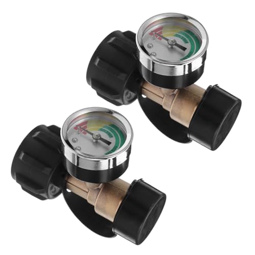 TOBBOMEY 2 Stück Gasflaschenadapter mit Druckmesser Präzise Drucküberwachung Langlebig Kompatibel mit Ventil für Grill Camping Wohnmobil und Heizung von TOBBOMEY