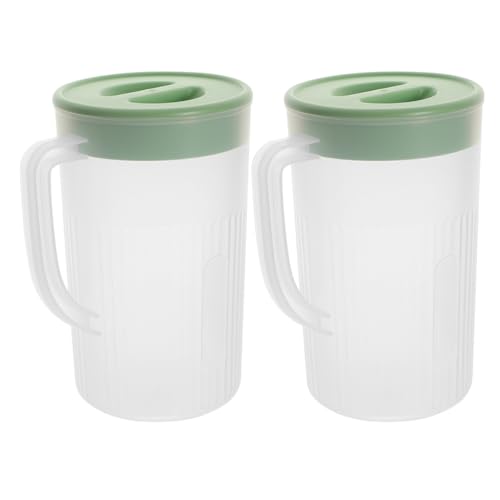 TOBBOMEY 2 Stück Großer Kühlschrankkrug mit Deckel Hitzebeständiger Transparenter Wasserkaraffe Großer Küchenpitcher für Kalte Getränke Saft und Tee für Büro Party und Haushaltsgebrauch von TOBBOMEY