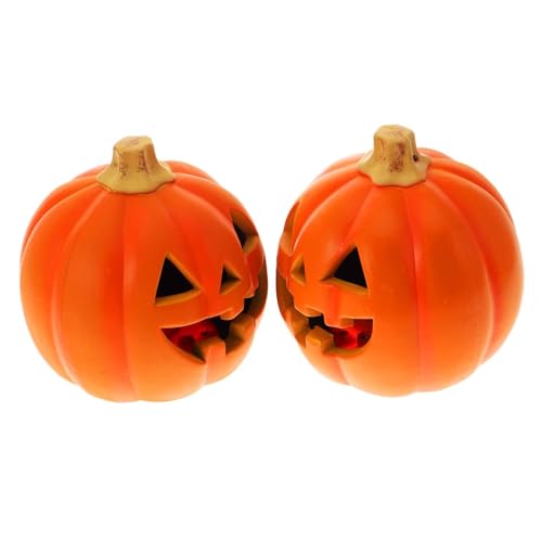 TOBBOMEY 2 Stück Halloween Kürbislampen LED Licht Dekorativ Langlebig für Party Wohnzimmer Küche Hotel Halloween Deko von TOBBOMEY