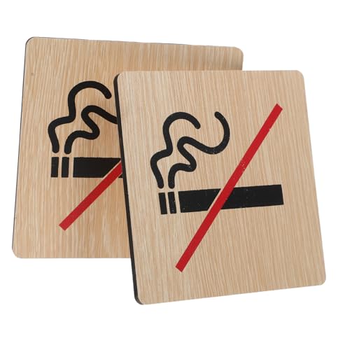 TOBBOMEY 2 Stück Holz No Smoking Schild Teiliges Langlebig Klare Rauchverbot Warnung für Innen Außen Hotel Bar Bereiche von TOBBOMEY