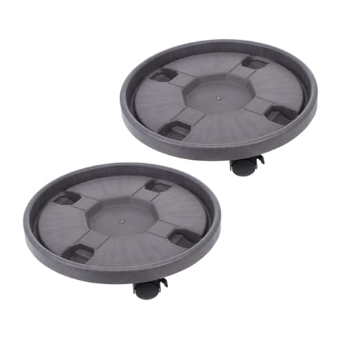 TOBBOMEY 2stücke Pflanzenuntersetzer Mit Rädern Aus Verstärktem Kunststoff -schwenkräder Mit Bremse Wasserauffangschale Für Bodenschutz Mobiles Blumentopfgestell Für Innen Und von TOBBOMEY