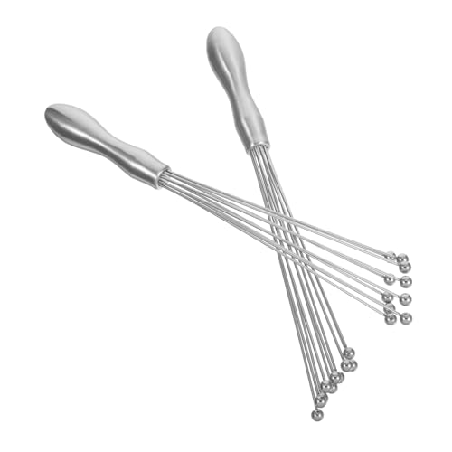 TOBBOMEY 2 Stück Teiliges Edelstahl Handrührgerät mit Stahlkugel Manuell Schneller Schneebesen für Eier Sahne Soßen Langlebig und Vielseitig für Küche und Haushalt von TOBBOMEY