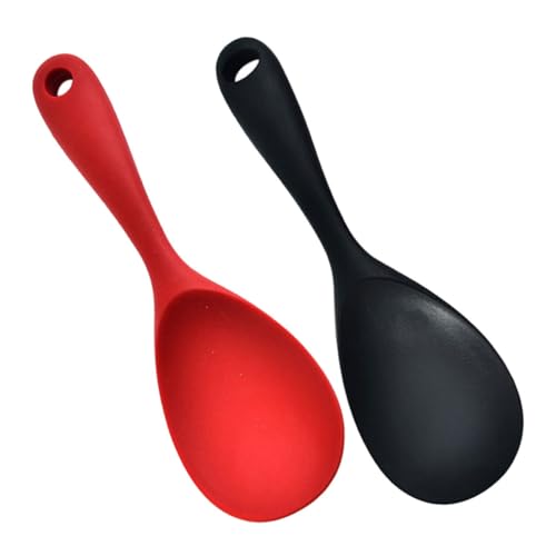 TOBBOMEY 2 Stück Teiliges Silikon Reislöffel Antihaftbeschichteter Hitzebeständiger Reisspatel Ergonomischer Küchenhelfer für Reiskocher Praktische Reislöffel in Schwarz und Rot Leicht zu TOBBOMEY 2 Stück Teiliges Silikon Reislöffel Antihaftbeschichteter Hitzebeständiger Reisspatel Ergonomischer Küchenhelfer für Reiskocher Praktische Reislöffel in Schwarz und Rot Leicht zu von TOBBOMEY