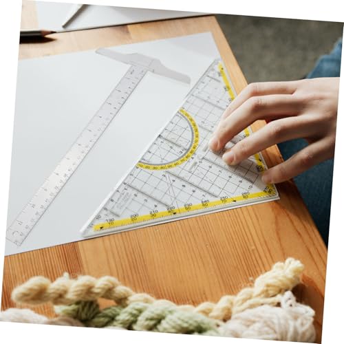 TOBBOMEY 2 Stück Teiliges T Form Lineal Transparent Kunststoff Doppelseitige Präzises Zeichenlineal für Architektur Design Studium und Handwerk Klare Messmarkierungen für Büro und Schule von TOBBOMEY