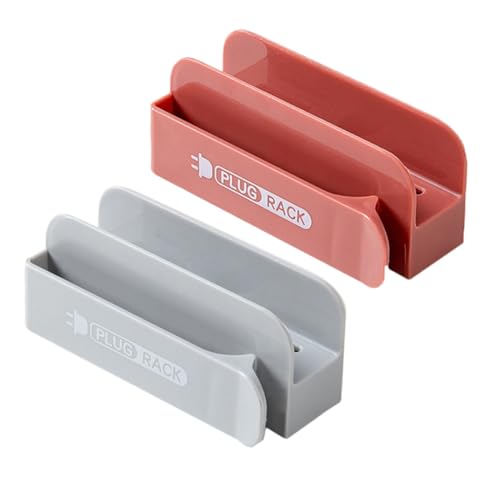 TOBBOMEY 2 Stück Teiliges Wandhalterung Selbstklebend Kabelhalter Organizer für Ladekabel und Flache Stecker Kabelaufbewahrung zur Schreibtisch Ladestation ordnung Rot von TOBBOMEY