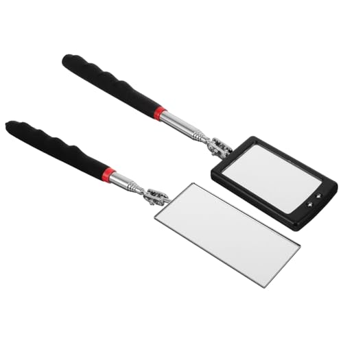 TOBBOMEY 2 Stück Teleskopischer Inspektionsspiegel Auto Teilig Flexibel Verstellbar mit LED Beleuchtung Robust Kompakt Tragbar Quadratischer und Rechteckiger Spiegel zur Fahrzeugboden und von TOBBOMEY