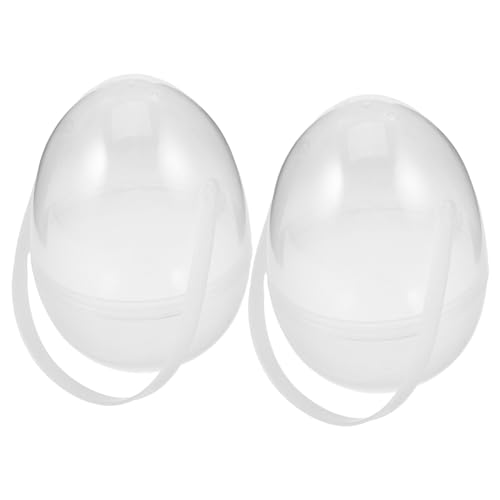 TOBBOMEY 2 Stück Transparente Große -eier aus Kunststoff mit Henkel Befüllbare Aufbewahrungsboxen für -deko Süßigkeiten Geschenke Tragbar Vielseitig für Party Basteln und Überraschungen von TOBBOMEY