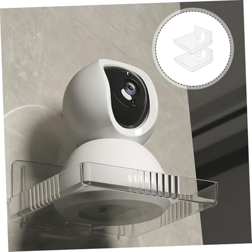 TOBBOMEY 2 Stück Transparente Kleine Wandhalterung ohne Bohren Stabile Babyphone Ablage und Router Wandregale Einfach zu Montieren für Kinderzimmer Wohnzimmer Büro Geeignet von TOBBOMEY