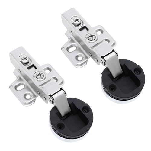TOBBOMEY 2 Stück Verdeckte Hydraulische Glasschrank-scharniere mit Dämpferfunktion Rostfrei Geräuschlos Teilüberdeckung Einfache Montage für Weinschränke und Vitrinen von TOBBOMEY