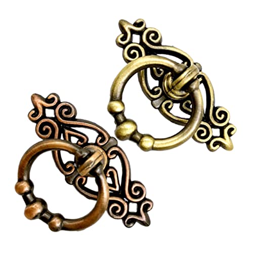 TOBBOMEY 2 Stück Zinklegierung Vintage Schrankgriff Set Antike Möbelgriff Zugring für Kommode Kleiderschrank Küchenschrank Retro Stil Grün und Rot Bronze Robust und Vielseitig von TOBBOMEY
