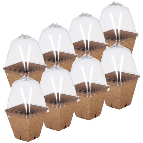 TOBBOMEY 20 Stück Biologisch Abbaubare Anzuchtpötte mit Deckel Viereckige Papier setzlingstöpfe mit Belüftung und Abfluss für Gemüse Sukkulenten und Zimmerpflanzen Gartenpflanzer von TOBBOMEY