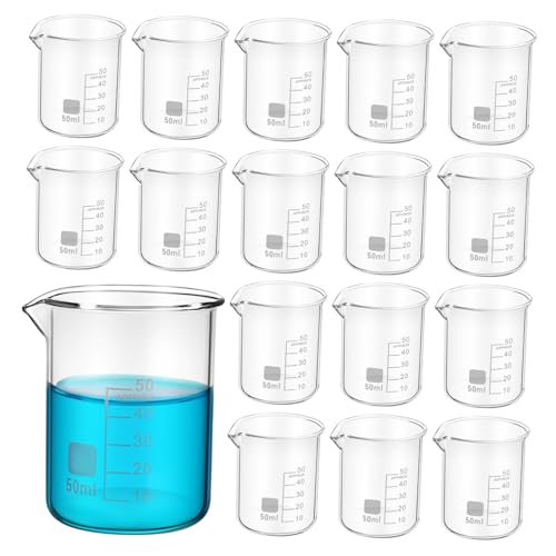 TOBBOMEY 20 Stück Teiliges Becherset aus Klarem Glas mit und Ausguss Präzise Messbecher für Labor und Wissenschaftliche Experimente Vielseitig Einsetzbar Leicht zu Reinigen von TOBBOMEY