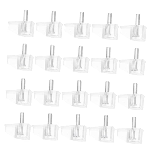 TOBBOMEY 20 Stück Transparente Regalbodenträger aus Kunststoff Stabile Regalstützstifte für Einlegeböden Einfache Montage Passend für Schränke und Ablagen Langlebige Halterungen von TOBBOMEY