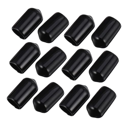 TOBBOMEY 200 Stück Flexible PVC Endkappen Rund Gewindeschutz Kappen Schraubenschutz Abdeckkappen Schwarz für Schrauben Rohrstopfen Staubschutz von TOBBOMEY