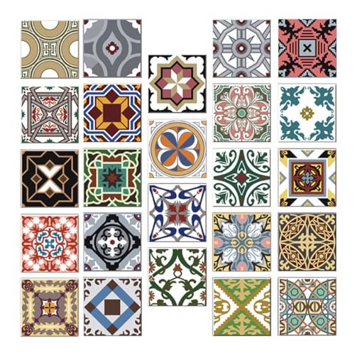 TOBBOMEY 24 Stück Teiliges Selbstklebender Abziehbarer PVC Fliesenaufkleber im Marokkanischen Stil Vielseitig für Küche Schlafzimmer Wohnzimmer Langlebig Einfach zu Montieren Dekorativ und TOBBOMEY 24 Stück Teiliges Selbstklebender Abziehbarer PVC Fliesenaufkleber im Marokkanischen Stil Vielseitig für Küche Schlafzimmer Wohnzimmer Langlebig Einfach zu Montieren Dekorativ und von TOBBOMEY