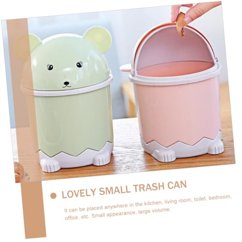 TOBBOMEY 3 Stück Mini Mülleimer mit Klappdeckel in Blau Grün und Rosa Kompakter Desktop Papierkorb aus Robustem für Küche Schlafzimmer Büro und Haushalt von TOBBOMEY