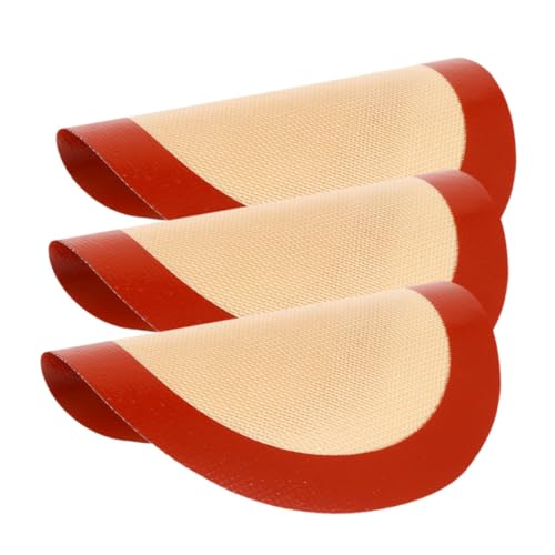 TOBBOMEY 3 Stück Silikon Backmatte Rund Lebensmittelecht Hitzebeständig Rutschfest Flexible Mikrowellen Backmatte für Gleichmäßiges Backen und Antihaft beschichtung von TOBBOMEY