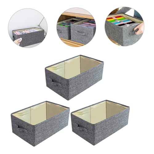 TOBBOMEY 3 Stück Teiliges Faltbares Aufbewahrungsset mit Griffen Graue Stoffboxen für Kleiderschrank Regale Vielseitige Organizer für Kleidung Bettwäsche von TOBBOMEY