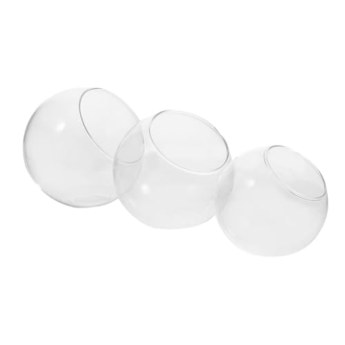 TOBBOMEY 3 Stück Teiliges Glas Terrarium mit Schrägem Öffnungsdesign Langlebige Glasvase für Moos und Luftpflanzen Dekoratives Micro Landschaft Gefäß für DIY Pflanzenarrangements und von TOBBOMEY