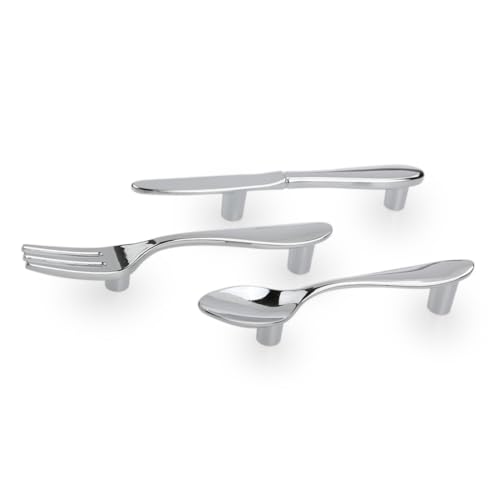 TOBBOMEY 3 Stück Teiliges Möbelgriffe in Löffel Gabel-design Kreative Küchenschrank-griffe aus Robustem Material Schraubenabstand Einfache Montage für Schrank Schublade Kommode TOBBOMEY 3 Stück Teiliges Möbelgriffe in Löffel Gabel-design Kreative Küchenschrank-griffe aus Robustem Material Schraubenabstand Einfache Montage für Schrank Schublade Kommode von TOBBOMEY