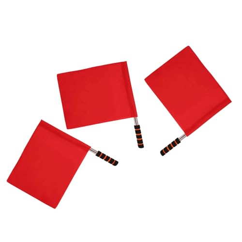 TOBBOMEY 3 Stück Teiliges Rote Schiedsrichter Signalflaggen mit Stabilem Griff Warnflaggen für Sport Verkehr und Rennen Vielseitig Einsetzbar für Schiedsrichter und Sicherheitswarnungen von TOBBOMEY