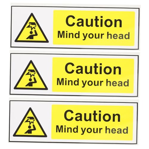 TOBBOMEY 3 Stück Teiliges Warnschild Selbstklebendes Low Ceiling Warning Label Wandsticker für Niedrige Decken Sicherheitswarnung Praktisch und Dekorativ von TOBBOMEY