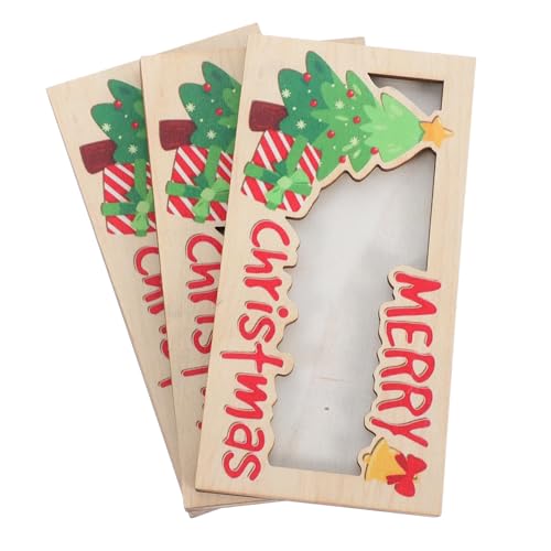 TOBBOMEY 3 Stück Teiliges Weihnachts Geldgeschenkset Holz Geldhalter Multifunktionaler Karten und Bargeldorganizer Kompakt Leicht Tragbar Weihnachtsfeier Geschenkidee von TOBBOMEY