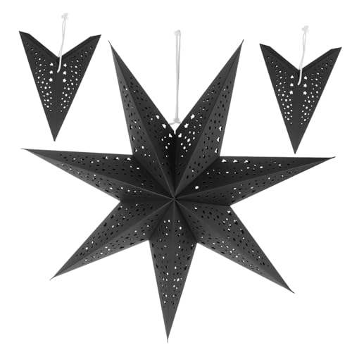 TOBBOMEY 3 Stück Teiliges Weihnachtsstern Lampenschirme Dreidimensionale Zackige Papier Sternlampenschirme Kreative Deckenlampe Deko für Zuhause Büro und Festlichkeiten von TOBBOMEY