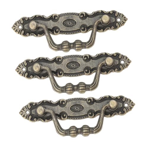 TOBBOMEY 3 Stück Vintage Küchenschrankgriffe aus Zinklegierung Antike Schubladengriffe mit Schrauben Retro Stil Möbelgriffe für Schrank Kleiderschrank Holzbox Dekoration von TOBBOMEY