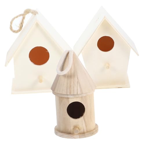 TOBBOMEY 3 Teiliges DIY Holz Vogelhaus Unbemalt mit Großem Eingang Kreatives Outdoor für Kleine Vögel Langlebiges Naturholz Nest zum Bemalen und Aufhängen Geeignet für Garten und TOBBOMEY 3 Teiliges DIY Holz Vogelhaus Unbemalt mit Großem Eingang Kreatives Outdoor für Kleine Vögel Langlebiges Naturholz Nest zum Bemalen und Aufhängen Geeignet für Garten und von TOBBOMEY