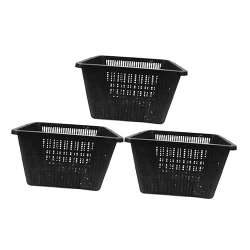 TOBBOMEY 3-teilige Netztöpfe: Robuste Hydrokulturkörbe, Netztöpfe Mit Schlitzen, Schwarze Gartenbehälter Aus Kunststoff Für Den Innen- Und Außenbereich, Orchideen Und Gemüseanbau von TOBBOMEY