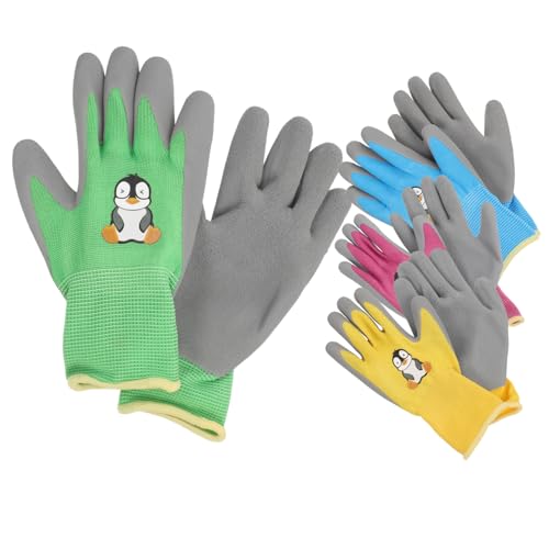 TOBBOMEY 4 Paare Gartenhandschuhe Unisex Atmungsaktiv Leicht Robust für Arbeit und Outdoor mit Reißfestem Material in Gelb und Blau Waschbar und Langlebig von TOBBOMEY