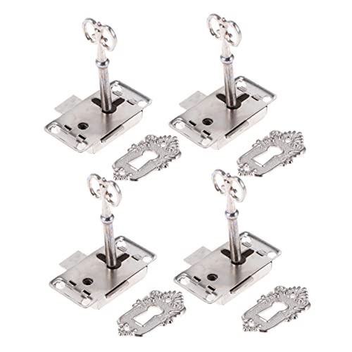 TOBBOMEY 4 Sätze Antike Möbel Schloss Sets Schlüssel Dekorative Schubladenschlösser für Kommode und Schmuckkästchen Installieren Retro Design von TOBBOMEY
