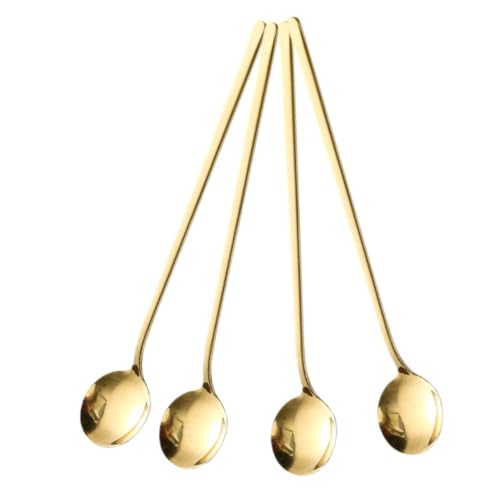 TOBBOMEY 4 Stück Edelstahl Eis Dessertlöffel mit Langem Griff Goldfarbene Rührlöffel für Kaffee Honig und Cocktails Glatte Löffelköpfe als Praktisches Home accessory TOBBOMEY 4 Stück Edelstahl Eis Dessertlöffel mit Langem Griff Goldfarbene Rührlöffel für Kaffee Honig und Cocktails Glatte Löffelköpfe als Praktisches Home accessory von TOBBOMEY