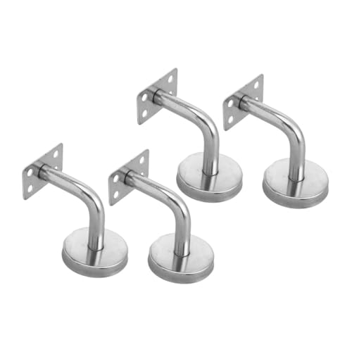 TOBBOMEY 4 Stück Edelstahl Handlaufhalter Wandmontage Treppengeländerstütze Handlaufträger Stabil Modern für Innen Außenbereich Sicher und Langlebig Silberfarben von TOBBOMEY