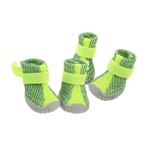TOBBOMEY 4 Stück Haustier Jahreszeiten Sportschuhe Schlammstiefel für Hunde Hundestiefel klein für kleine Hunde Hundeschuhe im Freien Schuhe für Welpen Polyester Grün von TOBBOMEY
