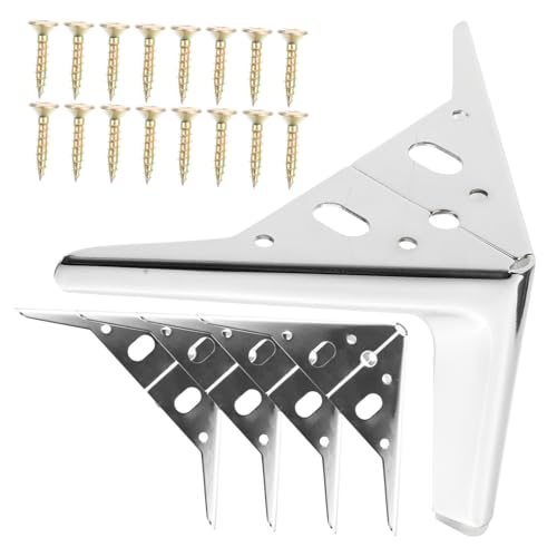TOBBOMEY 4 Stück Möbelfüße aus Stahl Dreieckige Stützbeine für Kommode Sofa Nachttisch Stabile Möbelbeine mit Hoher Tragfähigkeit Einfache Montage Silberfarben von TOBBOMEY