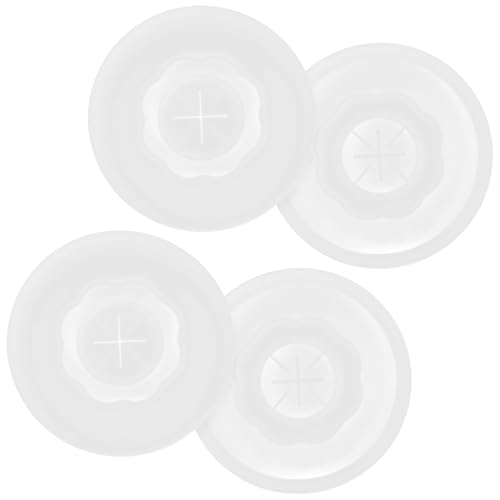 TOBBOMEY 4 Stück Silikon Deckel Rund mit Trinkloch Wiederverwendbar Bpa frei Silikonabdeckung für Tassen Becher Schutz vor Staub und Verschmutzung Transparent von TOBBOMEY