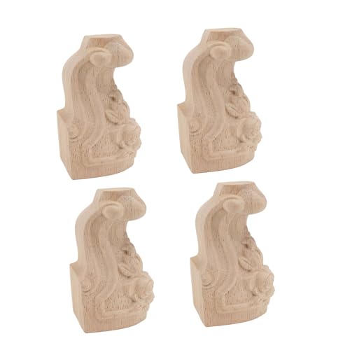 TOBBOMEY 4 Stück Teiliges Dekorative Geschnitzte Möbelbeine aus Gummibaumholz Stabile Sofafüße und Tischbeine Praktische Möbelstützen für Wohnzimmerschränke und Couchtische von TOBBOMEY