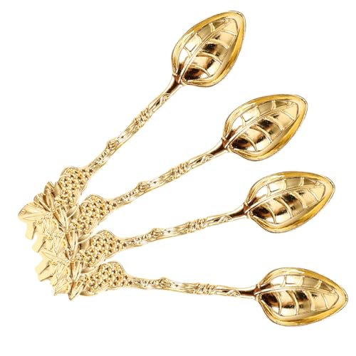 TOBBOMEY 4 Stück Teiliges Goldfarben mit Weinreben design Rustikaler Vintage teelöffel für Kaffee Espresso und Tee Vielseitiges Besteck für Ländliches Flair und Stilvolles Servieren TOBBOMEY 4 Stück Teiliges Goldfarben mit Weinreben design Rustikaler Vintage teelöffel für Kaffee Espresso und Tee Vielseitiges Besteck für Ländliches Flair und Stilvolles Servieren von TOBBOMEY