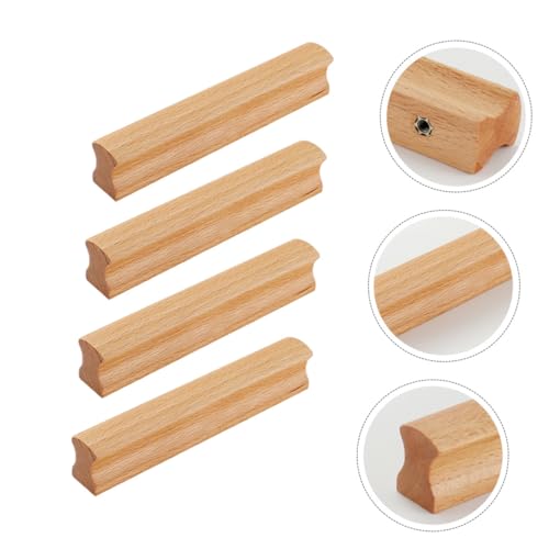 TOBBOMEY 4 Stück Teiliges Holzschrankgriffe aus Buche Lochabstand Langlebige und Glatte Möbelgriffe für Kleiderschrank Kommode und Schranktüren Installieren von TOBBOMEY