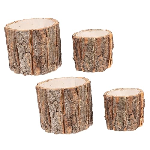 TOBBOMEY 4 Stück Teiliges Kleine Blumentöpfe aus Natürlichem Material mit Rindenstruktur Rustikaler Holzpflanzer für Zimmerpflanzen und Außendekoration für Blumenarrangements und TOBBOMEY 4 Stück Teiliges Kleine Blumentöpfe aus Natürlichem Material mit Rindenstruktur Rustikaler Holzpflanzer für Zimmerpflanzen und Außendekoration für Blumenarrangements und von TOBBOMEY