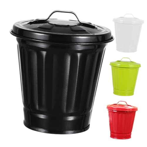 TOBBOMEY 4 Stück Teiliges Kleiner Mülleimer mit Deckel aus Robustem Multifunktionaler Schreibtisch abfallbehälter Praktischer Büro Nachttisch mülleimer Platzsparend und Einfach zu Reinigen von TOBBOMEY