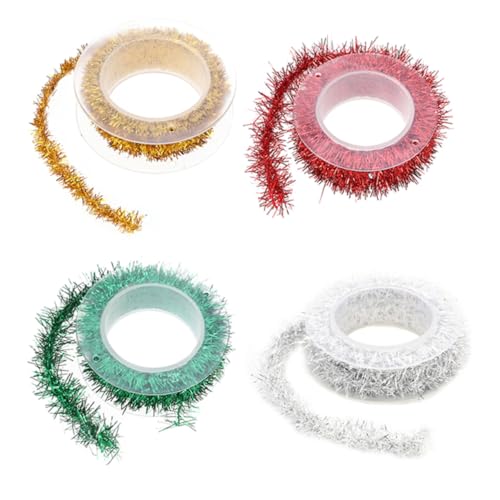 TOBBOMEY 4 Stück Teiliges Metallic Lametta Girlande pro Biegbar und Wiederverwendbar Bunte Weihnachtsdeko für Baum Party und Fest Flexibel Gestaltbar in Gold Rot Grün Silber TOBBOMEY 4 Stück Teiliges Metallic Lametta Girlande pro Biegbar und Wiederverwendbar Bunte Weihnachtsdeko für Baum Party und Fest Flexibel Gestaltbar in Gold Rot Grün Silber von TOBBOMEY