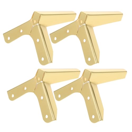 TOBBOMEY 4 Stück Teiliges Möbelfüße Metall Dreieck Design Sofafuß Ersatz Möbelstützbeine mit Rutschfesten Gummipads für Sofa Schrank Couch Kommode in Gold Montierbar von TOBBOMEY