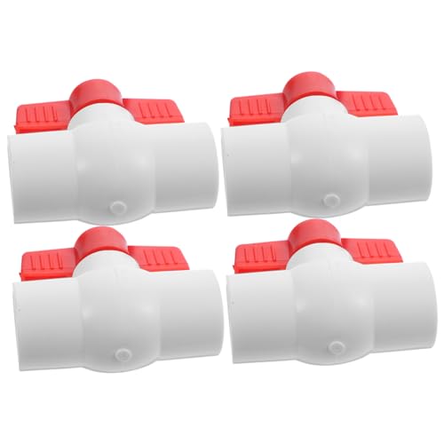 TOBBOMEY 4 Stück Teiliges PVC Kugelventil Absperrventil für Kalte Wasserleitungen Bewässerungssysteme Langlebig Wartungsfreundlich Kompatibel mit Standardanschlüssen von TOBBOMEY
